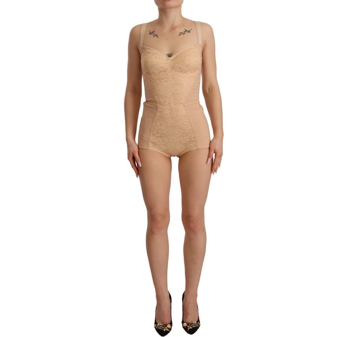 Dolce & Gabbana Dames Beige Nylon Bloem Lace Bodysuit
