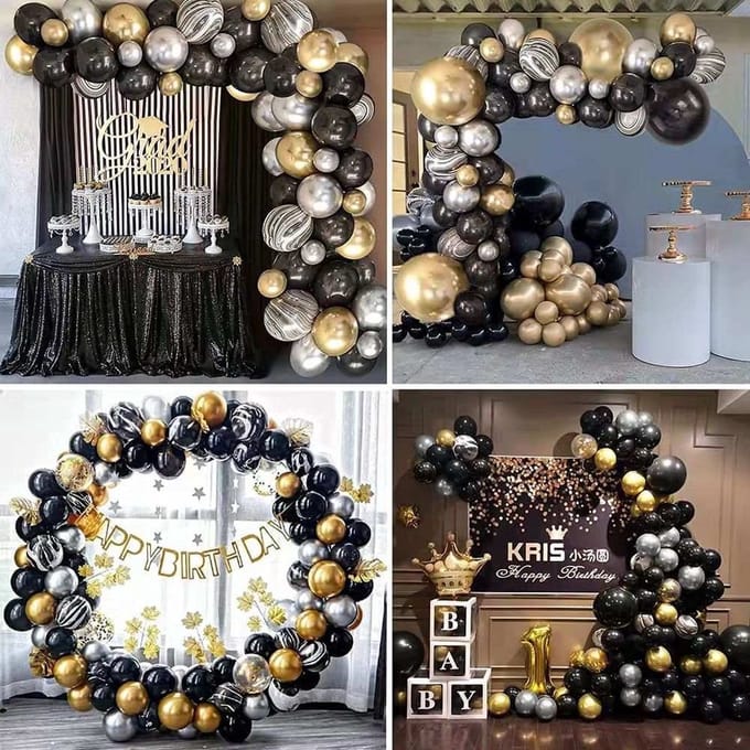 FeestmetJoep® Ballonnenboog Goud & Zwart - Verjaardag versiering