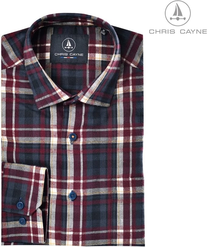 Chris Cayne heren overhemd - overhemd 1005 - rood/blauw ruit - LM - maat M