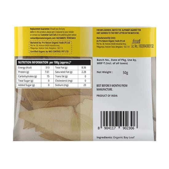 Feuille de laurier biologique Pro Nature, 50 g yellow