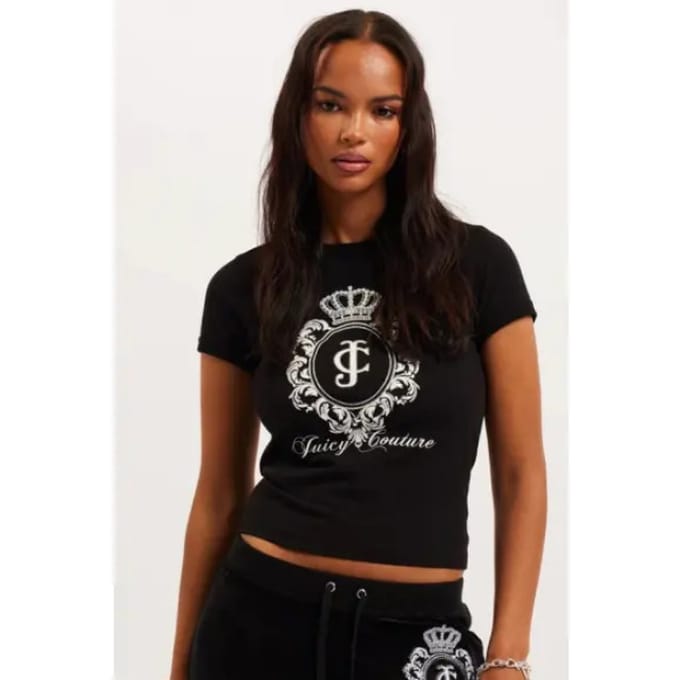 Juicy Couture Heritage crest fitted T-shirt Zwart XL