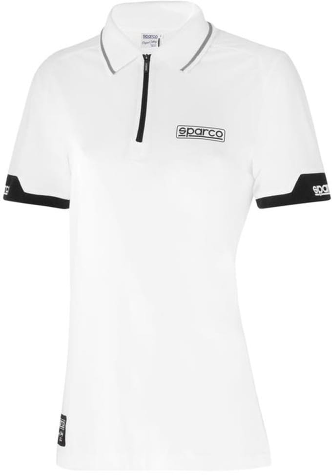 Sparco Zip Dames MY2024 Poloshirt - Wit/Marineblauw/Zwart