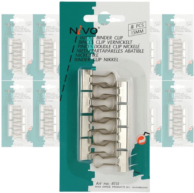 Nivo - Papierklemmen - 96 stuks - 15mm - Zilvergrijs