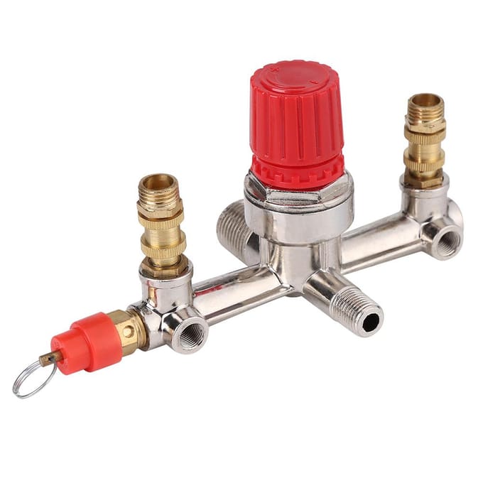Luchtcompressor Drukschakelaar Klep Regulator 90-120 PSI met Dubbele Manometers