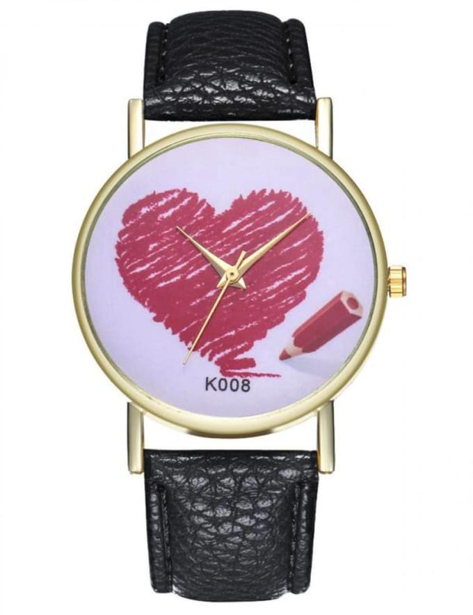 Hidzo Horloge Hart Ø 39 - Zwart