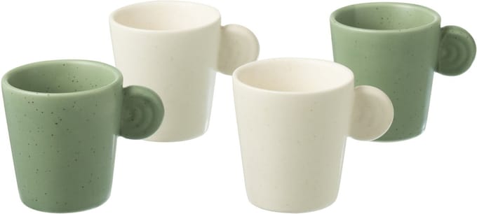 J-Line tas Met Oor + Bamboubasis - keramiek - wit/groen - doos van 4