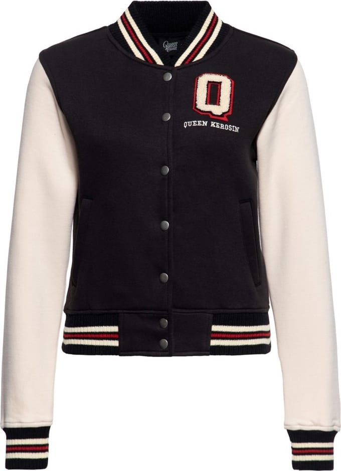 Queen Kerosin Dames Q College Sweatjack Zwart