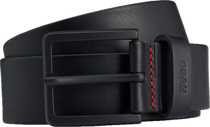 HUGO Riem Gionios Sz40 Leather Belt W80 Black Zwart