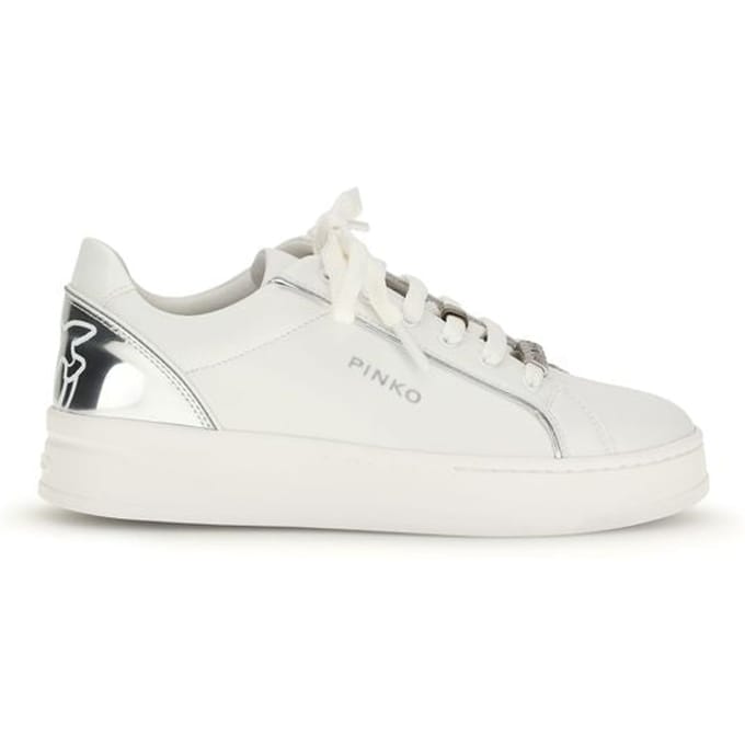 PINKO Witte Kalfslederen Bos Taurus Lage Sneakers