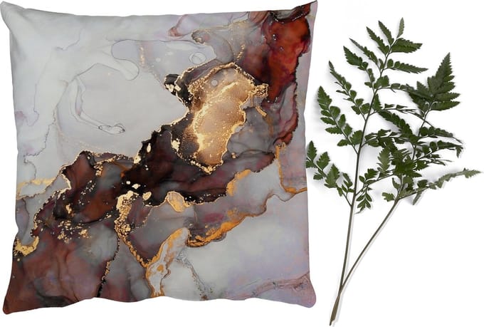 Sierkussens - Kussentjes Woonkamer - 60x60 cm - Rood - Marmer - Goud