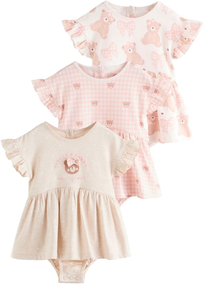 Next - Meisjes - Verpakking van 3 jersey babyrompertjes - Roze