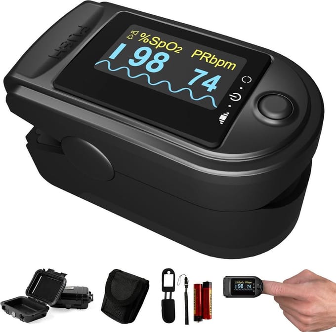 VELTRR® Saturatiemeter Zuurstofmeter Vinger - Hartslagmeter - Zwart