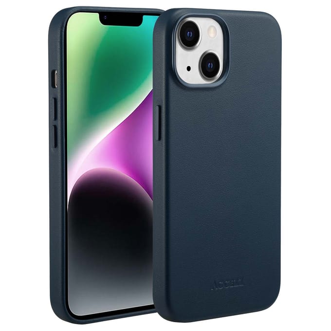 Accezz Hoesje - Geschikt voor iPhone 14 - geschikt voor MagSafe Leather Backcover - Nightfall Blue