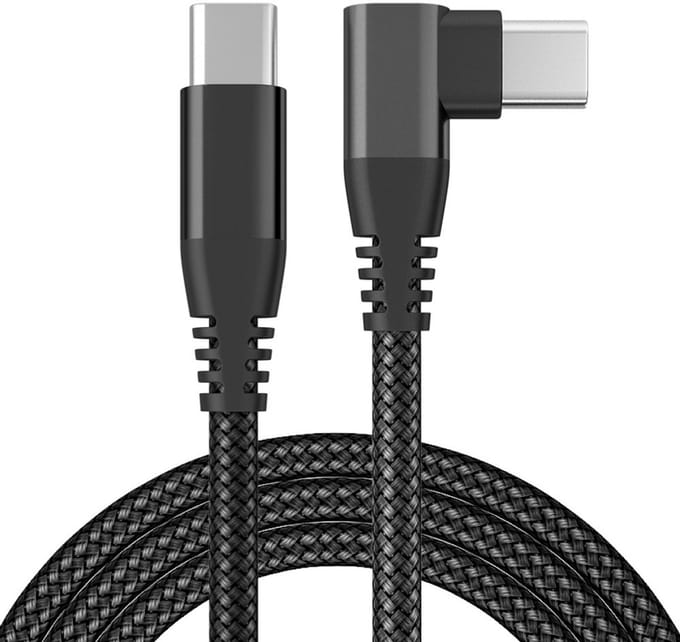 USB-C oplader met haakse connector 60 W PD snelladen 2 m
