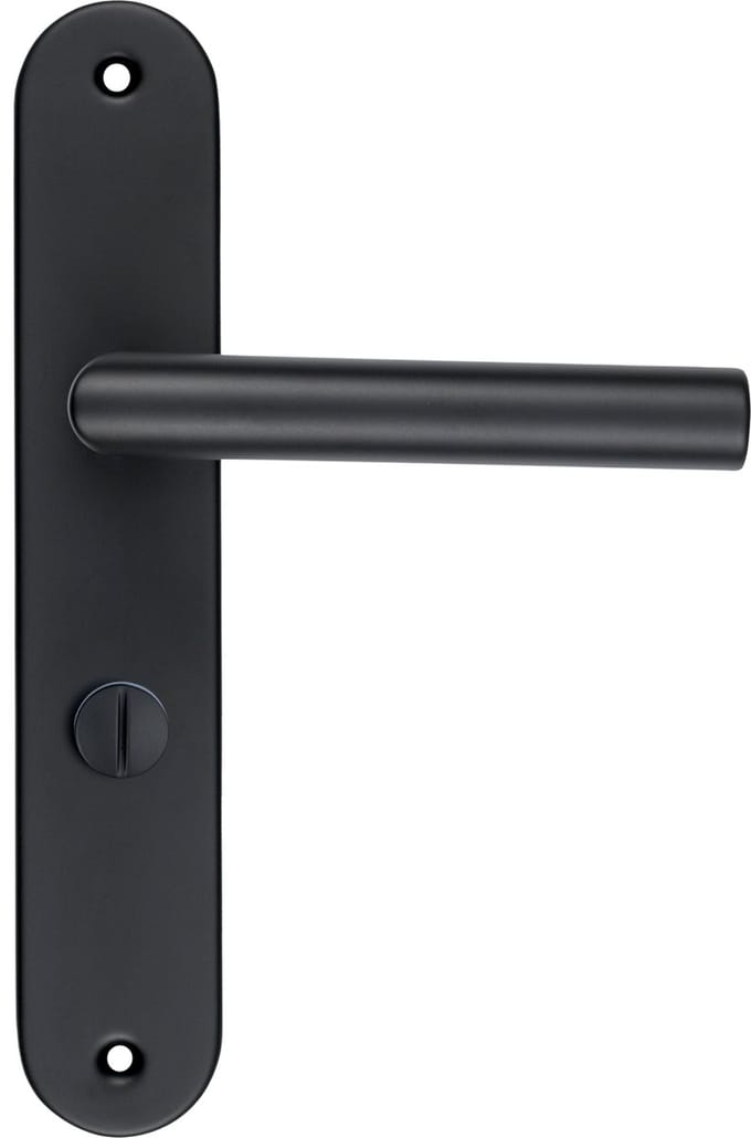 Ostiumhome® Belluno - Deurklink met WC slot - Mat Zwart - op Schild - Rond - Complete Set