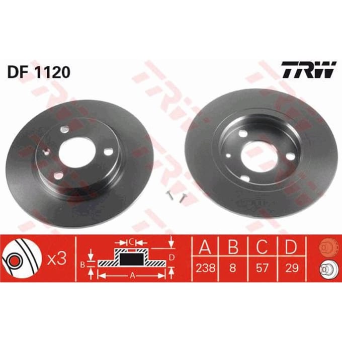 Remschijf TRW DF1120 voorkant, compleet, 1 Stuk