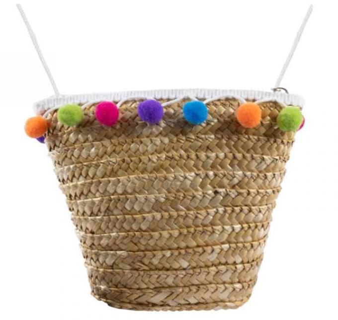 Klostermann-Raffia tas met pompons, naturel