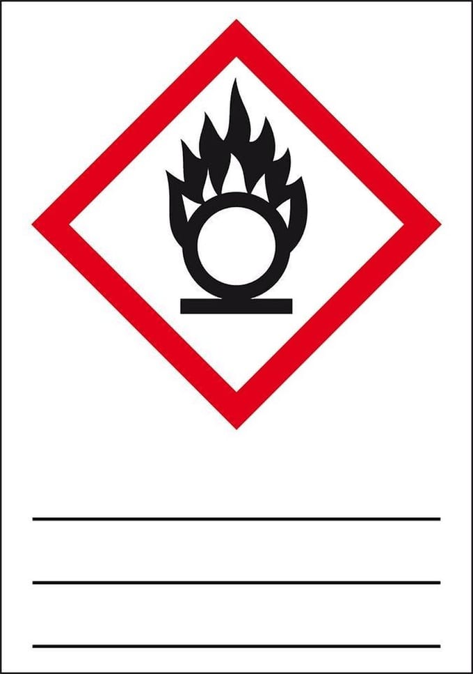 GHS03 oxiderende stoffen sticker, beschrijfbaar 105 x 148 mm - beschrijfbaar