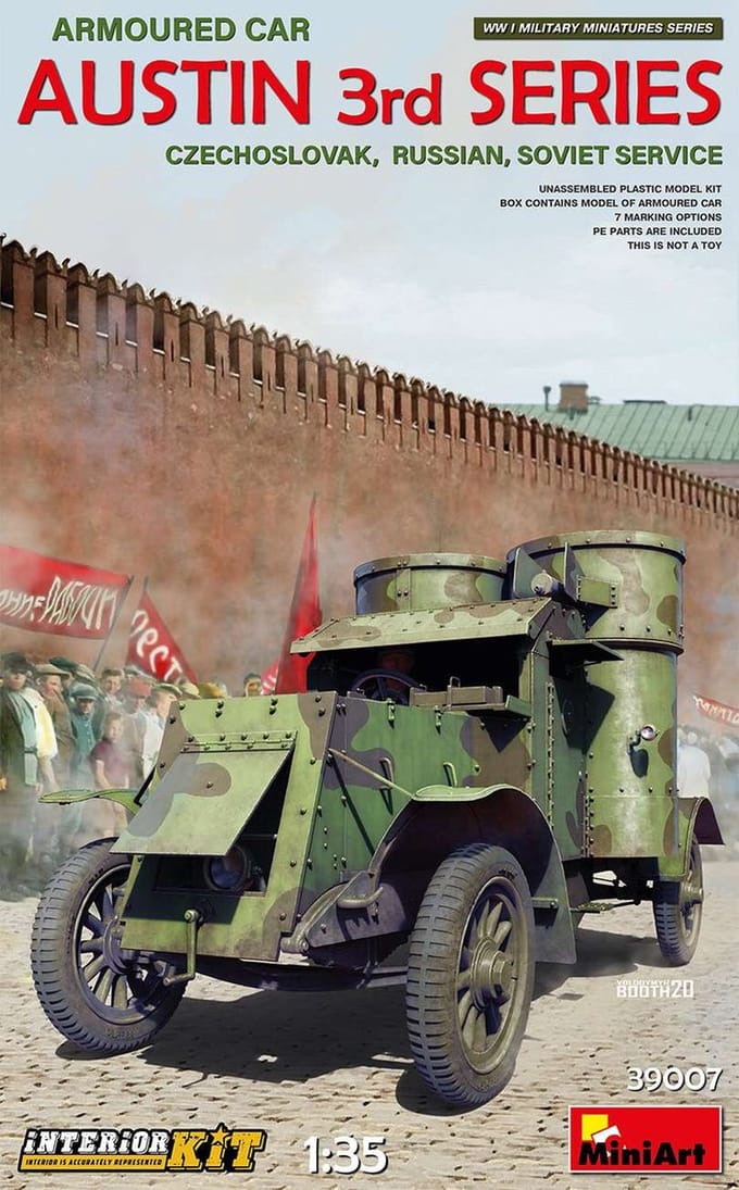 MiniArt Modelbouwpakket Militaire voertuigen - 39007 Austin Armoured Car 3rd series with Interior Kit Plastic - 1:35 - Modelbouw