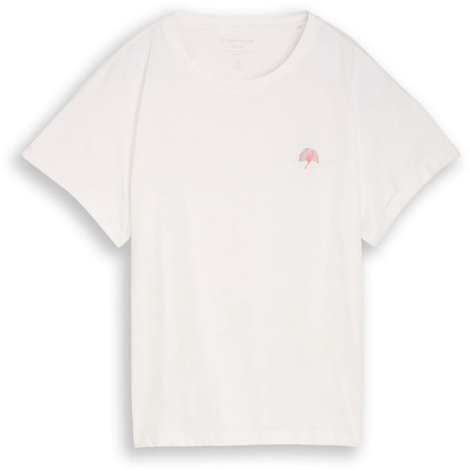 Tom Tailor - T-shirt met borduursel - Maat L - Soft Clear White