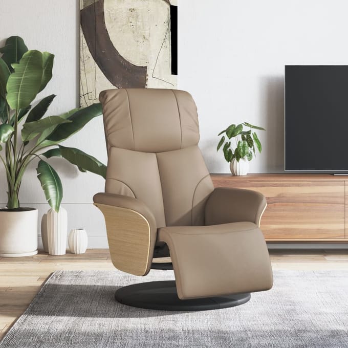 vidaXL - Fauteuil - verstelbaar - met - voetensteun - kunstleer - cappuccinokleur