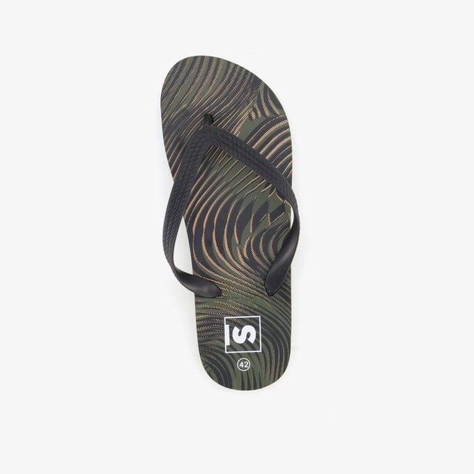 Heren teenslippers groen zwart - Maat 40
