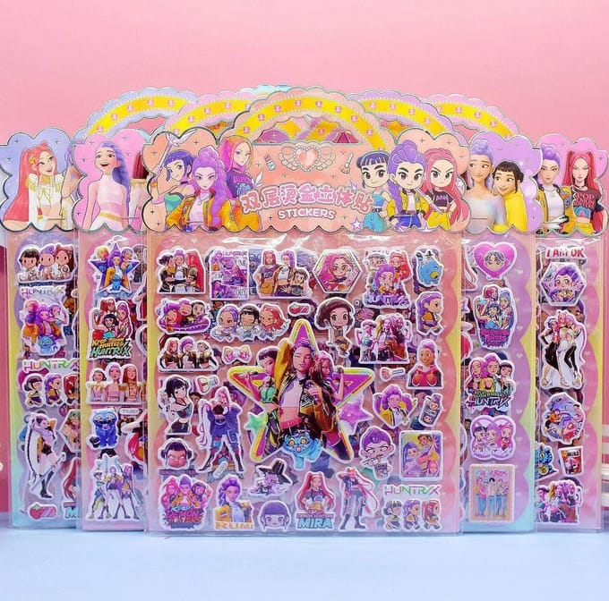 Kpop Heksenjager Squad Dubbellaags 3D Bellenstickers Stempelen Decoratief Kindercadeaus