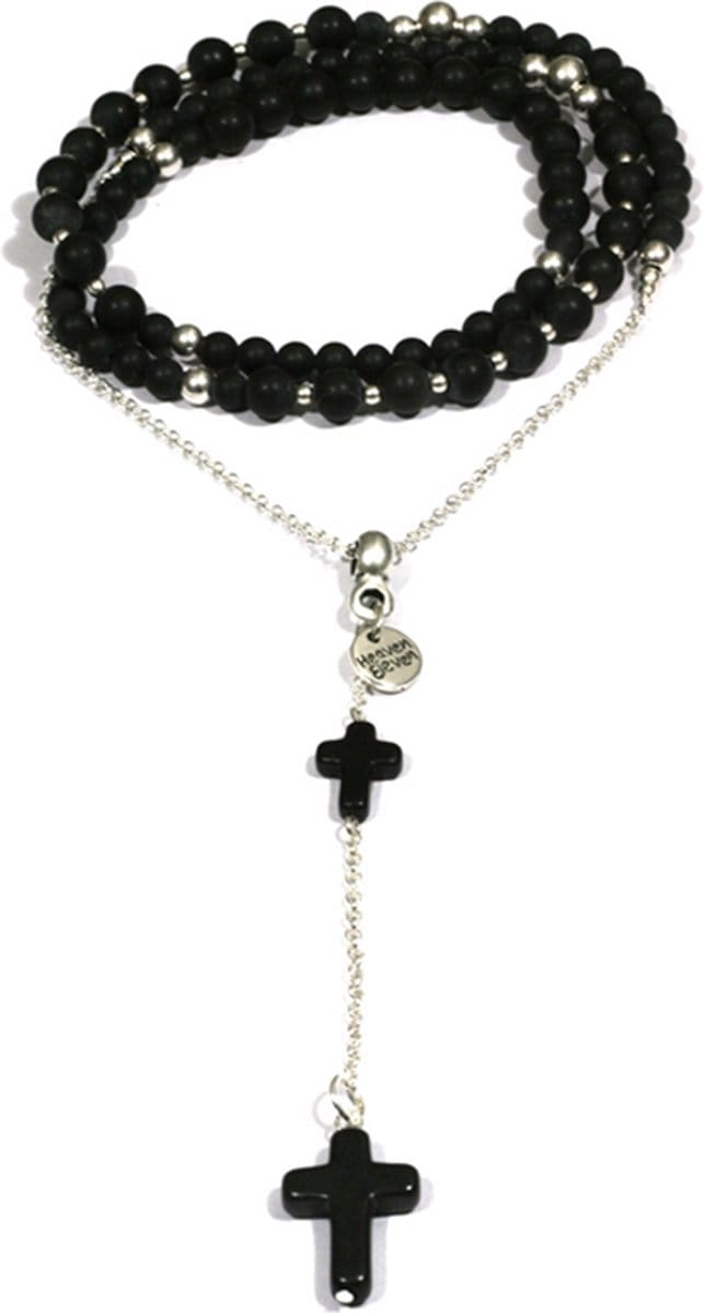 Heaven Eleven heren ketting Onyx Cross Black