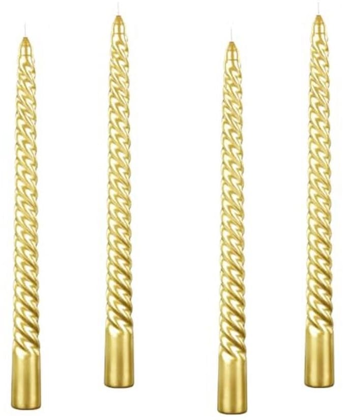 Tall Metallic Taper Spiraal Kaarsen - 16 Inch - Dripless & Ongeparfumeerd - 4 Stuks