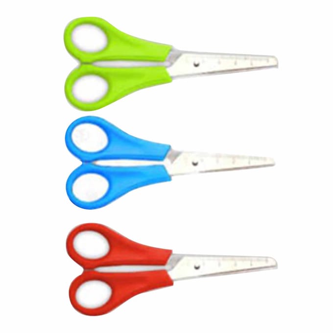 Knutzelschaar Stompe Punt Schaalontwerp Plastic Handvat Roestvrij Staal Allround Schaar voor Naaien Papier School blue