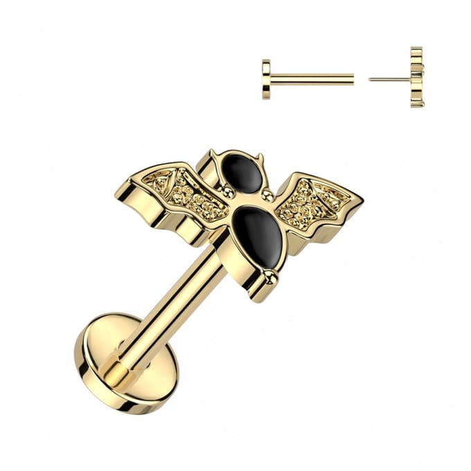 Piercing titanium bat push in 1.2x8 - goud - LMPiercings