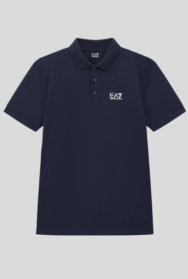 polo met logo borst man blauw