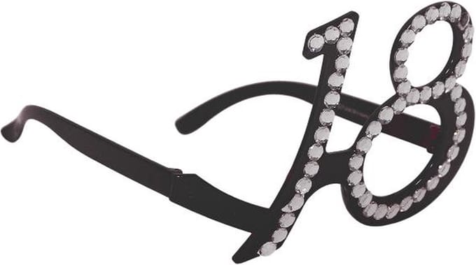 Folat - Feestbril - 18 jaar Zwart Diamantframe
