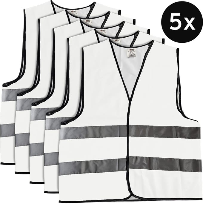 Mexxo Veiligheidshesje wit - set van 5 - one size - reflecterend - 100% polyester