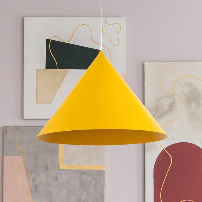 TK Lighting Hanglamp Cono, 1-lamp, Ø 50 cm, geel, E27