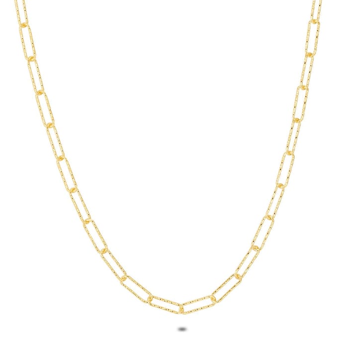 Twice As Nice Halsketting in 18kt verguld zilver, schakelketting 50cm+5cm