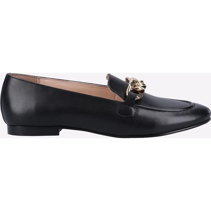 Hush Puppies Harper Chain Leren Zwarte Instappers Voor Dames