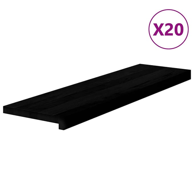 vidaXL - Traptreden - 20 - st - 90x25x2 - cm - massief - eikenhout - bruin-zwart