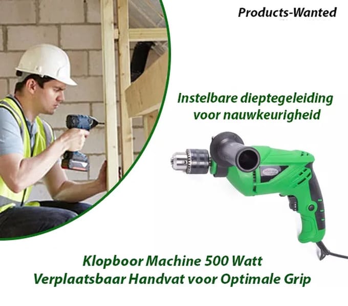 Klopboor Machine 500 Watt Verplaatsbaar Handvat voor Optimale Grip