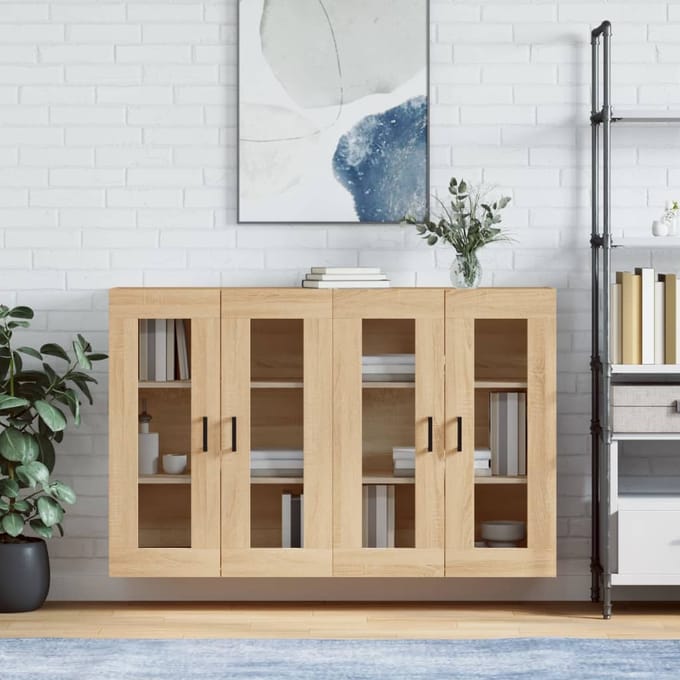 vidaXL - Hangkasten - 2 - st - bewerkt - hout - sonoma - eikenkleurig
