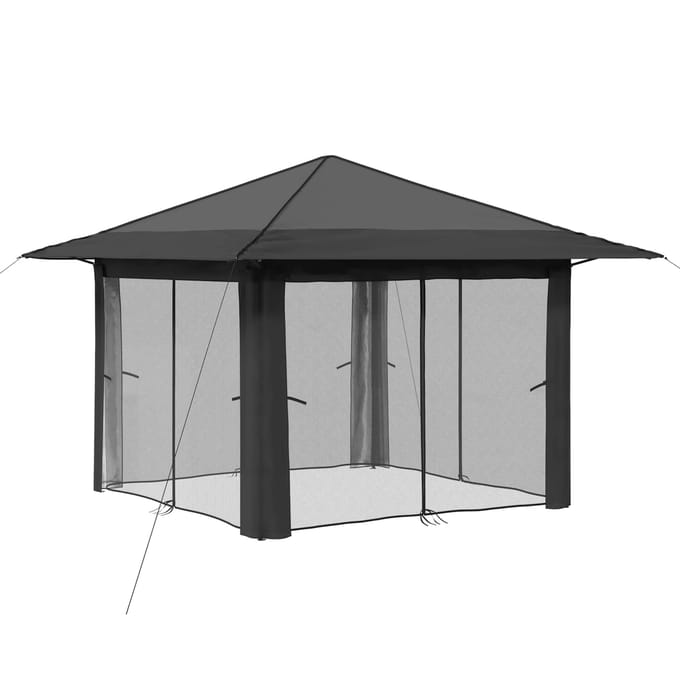 Tonnelle avec 4 Parois Latérales 3,3 x 3,3 m Gris Clair et Anthracite