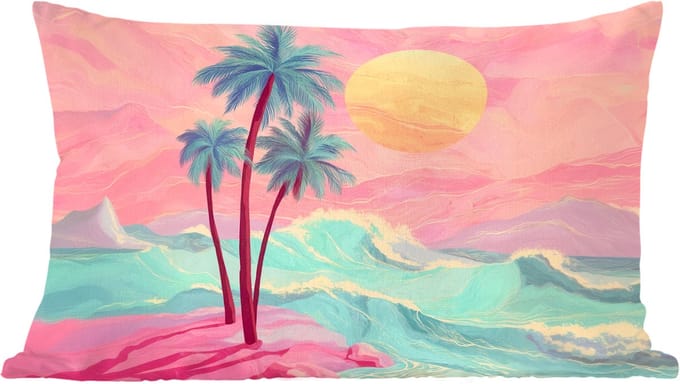 Sierkussens - Kussentjes Woonkamer - 60x40 cm - Palmbomen - Golven - Zee