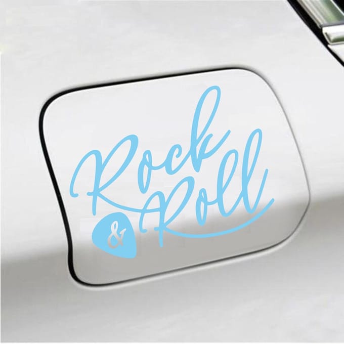 Bumpersticker - Rock & Roll - 11,4 X 14,8 - Licht Blauw