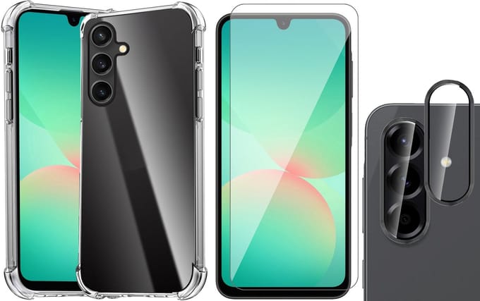 Hoesje geschikt voor Samsung Galaxy A17 5G / A26 - Screenprotector Glas & Camera Protector - Shockproof Transparant