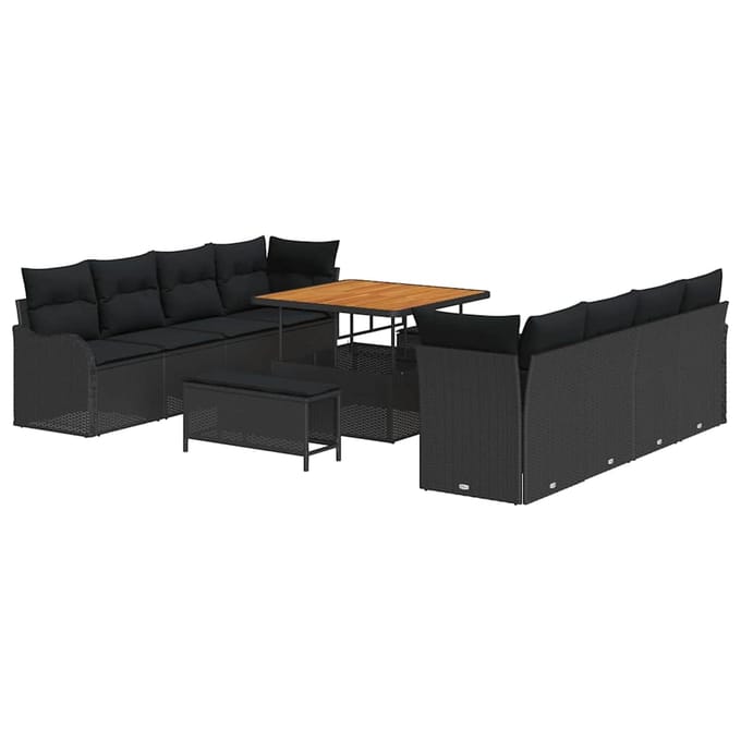 vidaXL Tuin Sofa Set 11 st 10-zits Zwart