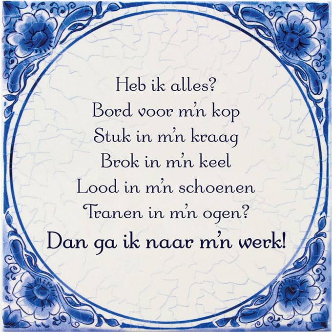 Spreukentegeltje | Tekst: Bord voor m'n kop | Kleur: Delftsblauw