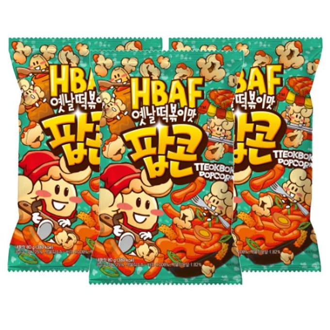 HBAF Gekruide Popcorn 17 Floavors, 80g (18 Opties) Tteokbokki  x 3PCS