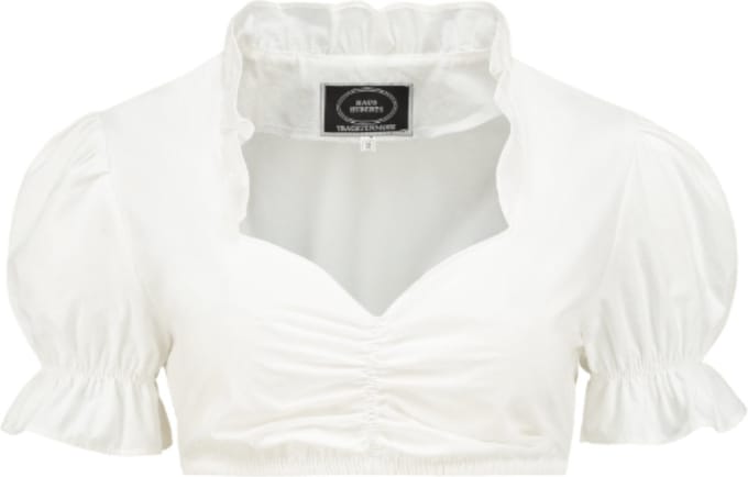 Haus Huberts Dirndl Blouse - Wit - Met Rucheskraag - Dames - Maat M