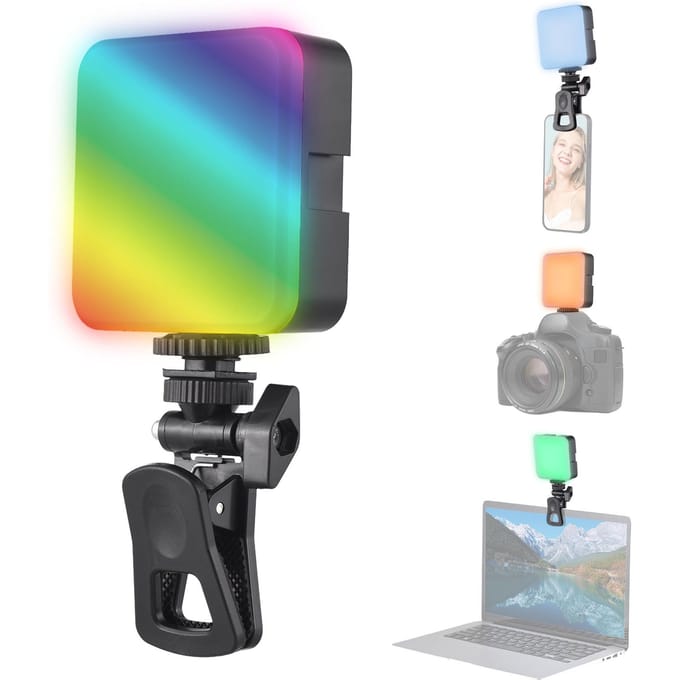 Zaklamp RGB Video Licht LED Vullicht 3200K-6500K Dimbaar Videoconferentie Licht voor Computer zwart