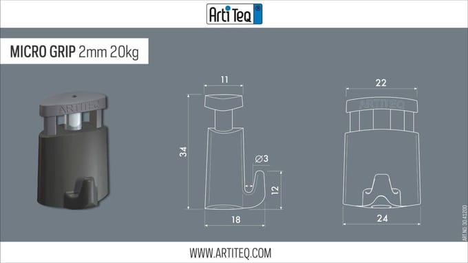 Ophangset Twister 2mm perlon met micro grip 2 mm max 20kg 150 cm artiteq